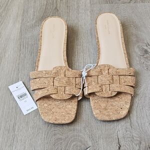 Ann Taylor Factory Cork Woven Slide Sandals – Size 10 (New with Tags)